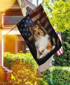 shetland sheepdog american flag 3152