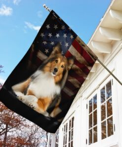 shetland sheepdog american flag 4732