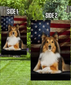 shetland sheepdog american flag 5820