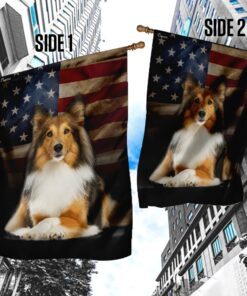 shetland sheepdog american flag 6630