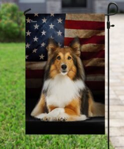 shetland sheepdog american flag 7812