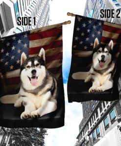 siberian husky american flag 1289