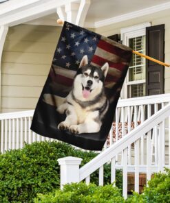 siberian husky american flag 3917