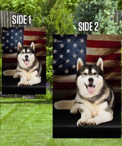 siberian husky american flag 4845