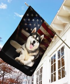 siberian husky american flag 8137