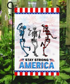 skull dancing stay strong america 4th july flag 1270