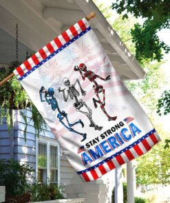 skull dancing stay strong america 4th july flag 1378