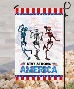 skull dancing stay strong america 4th july flag 4861