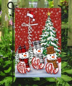 snowman faith hope love flag 7291