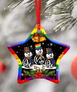 snowman lgbt love is love ceramic ornament 8827