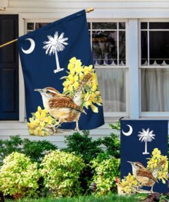 south carolina flag carolina wren with yellow jessamine bnn573f 6744