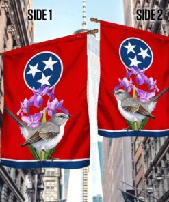 tennessee flag mockingbird and irises bnn694f 6551