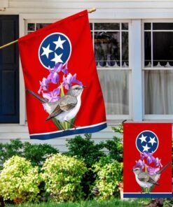 tennessee flag mockingbird and irises bnn694f 7343