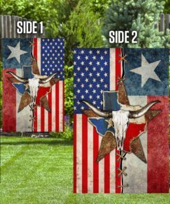 texas flag longhorn cattle texas american flag trh1852fv1 7858