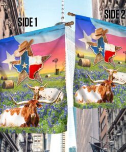 texas flag longhorn cattle texas flag qtr199f 1542