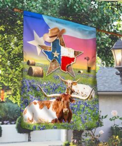 texas flag longhorn cattle texas flag qtr199f 5822