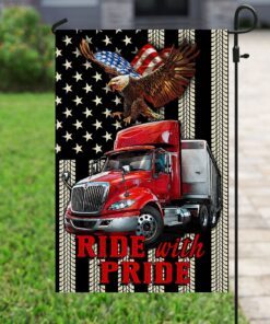 trucker, ride with pride flag 2674