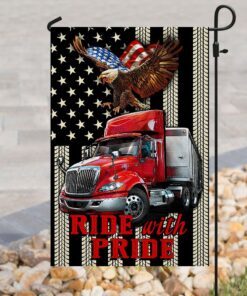 trucker, ride with pride flag 4334