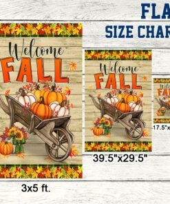 welcome fall pumpkins harvest thanksgiving halloween flag mln503f 6489