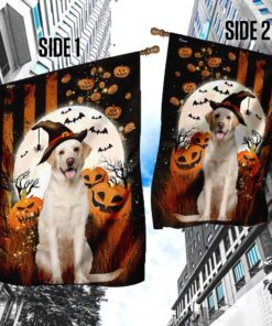 yellow labrador happy halloween flag 3301