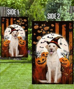 yellow labrador happy halloween flag 6558