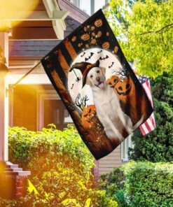 yellow labrador happy halloween flag 8308