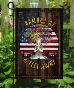 yoga namastay six feet away flag 5580