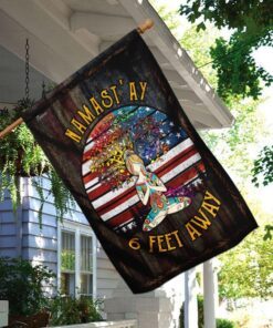 yoga namastay six feet away flag 5651