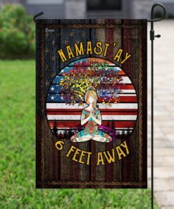 yoga namastay six feet away flag 6870