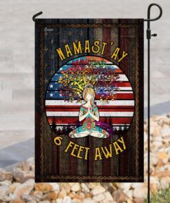 yoga namastay six feet away flag 7419