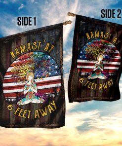 yoga namastay six feet away flag 8674