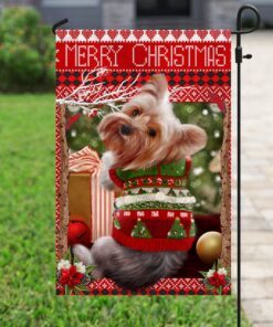 yorkie christmas flag 2037