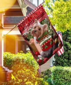 yorkie christmas flag 7865