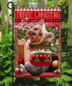 yorkie christmas flag 8506