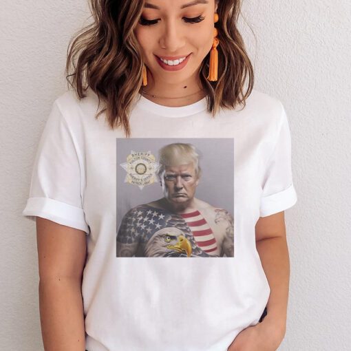 Donald Trump Mugshot With USA Flag And Eagle Tattoo Unisex T-Shirt