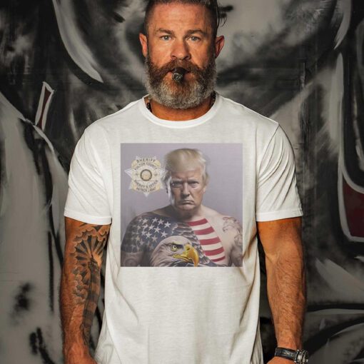 Donald Trump Mugshot With USA Flag And Eagle Tattoo Unisex T-Shirts