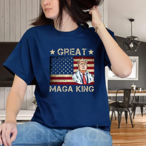 Great Maga King Trump USA Flag T-ShirtS