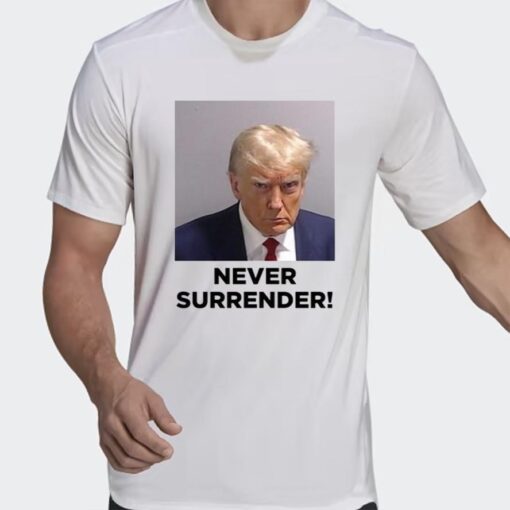Never Surrender White Premium Cotton T-Shirts