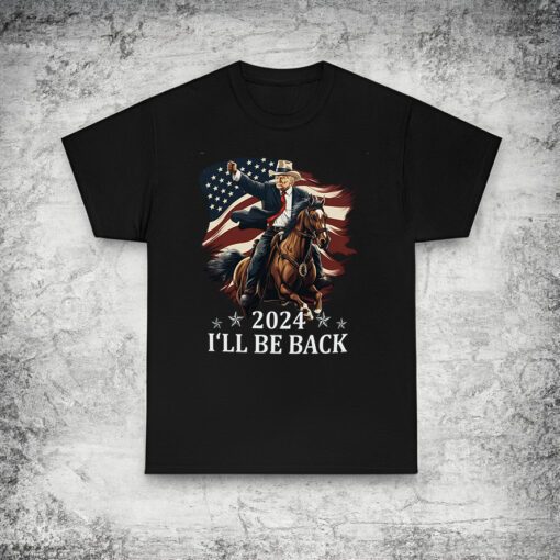 Trump 2024 Riding a Horse with The American Flag T Shirt