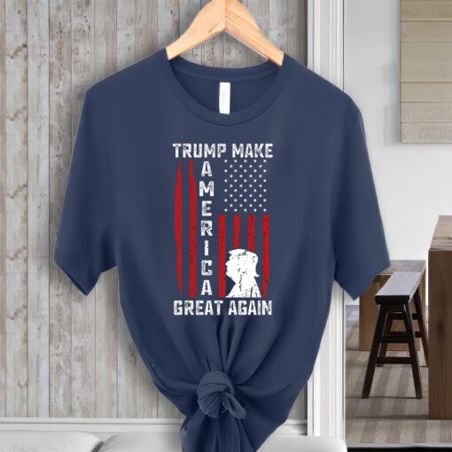 Trump Make America Great Again Distress Flag Shirt