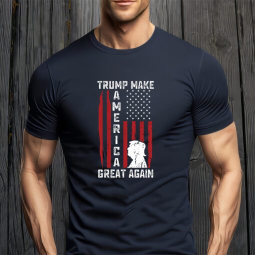 Trump Make America Great Again Distress Flag T-Shirt