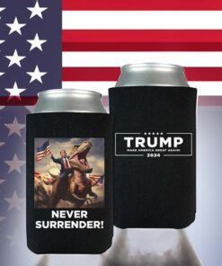 Never Surrender!! Trump on T-Rex Beverage Cooler Black