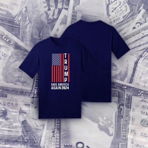 Vertical Flag Save America Again Trump 2024 Shirt