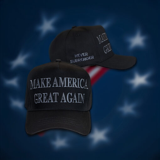 TRUMP NEVER SURRENDER BLACK MAGA 2024 Baseball Caps