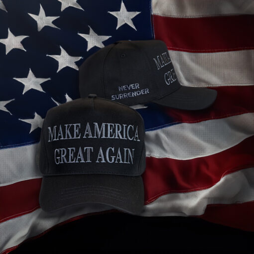 TRUMP NEVER SURRENDER BLACK MAGA 2024 Baseball Cap Hat