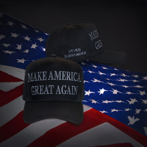 TRUMP NEVER SURRENDER BLACK MAGA 2024 Baseball Caps