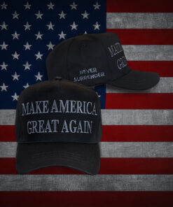 TRUMP NEVER SURRENDER BLACK MAGA 2024 Trucker Hat