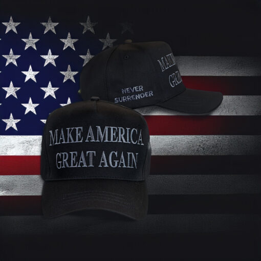 TRUMP NEVER SURRENDER BLACK MAGA HAT CAP