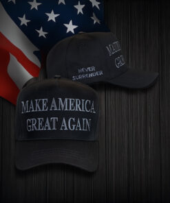 TRUMP NEVER SURRENDER BLACK MAGA HAT CAPS