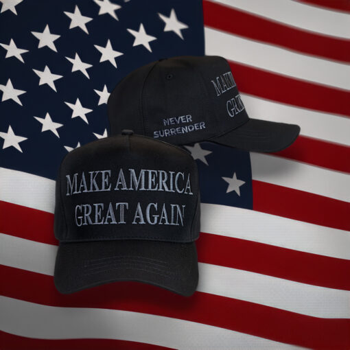 TRUMP NEVER SURRENDER BLACK MAGA HATS